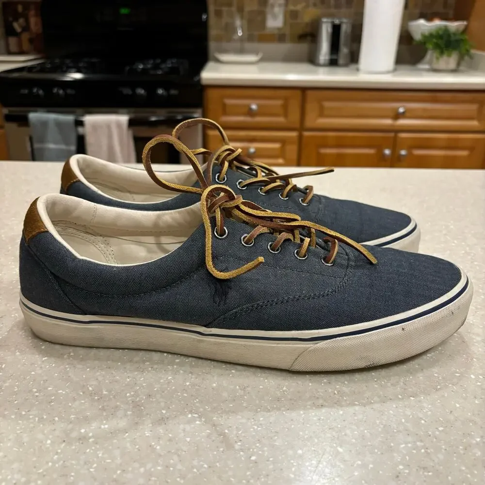 Polo Ralph Lauren Men's Size 13 Blue‎ Keaton-Pony Canvas Casual Boat Shoes